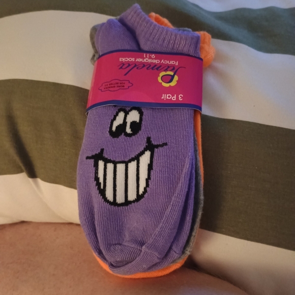 Women's Purple and Orange Ankle Socks - 3 Pack - Picture 2 of 3
